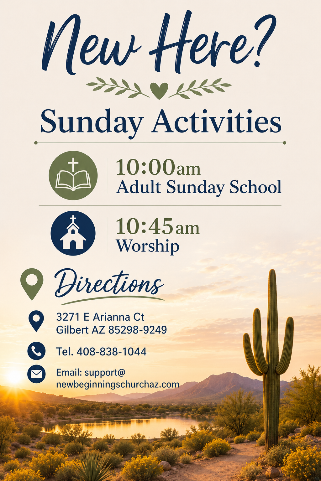 New here? Visitor information for New Beginnings Church AZ